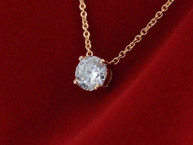 Rosegouden collier met briljant 1.00 carat - afbeelding 1 van  7