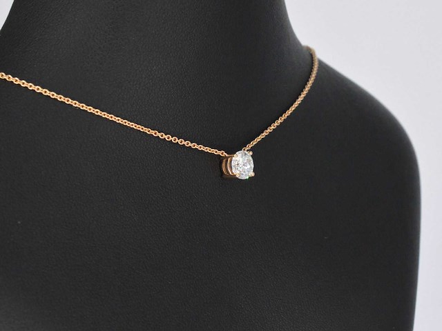 Rosegouden collier met briljant 1.00 carat - afbeelding 5 van  7