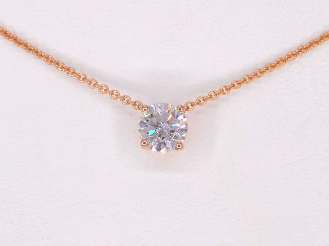 Rosegouden collier met briljant diamant 1.00 carat - afbeelding 3 van  6