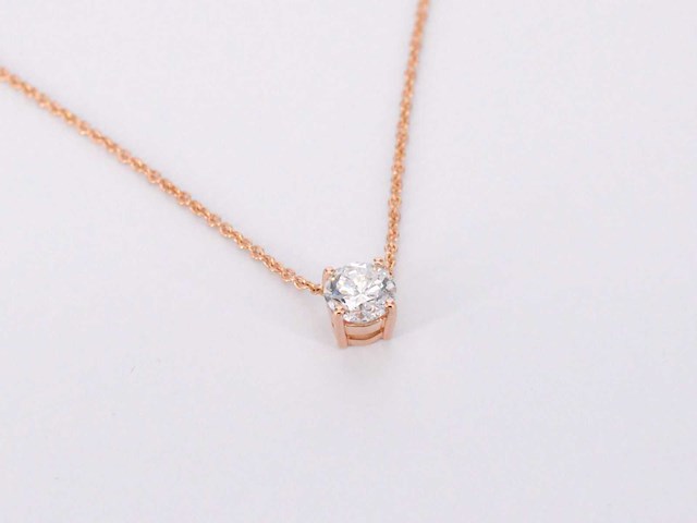 Rosegouden collier met briljant diamant 1.00 carat - afbeelding 6 van  6