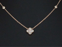 Rosegouden collier met diamanten klaver hanger - afbeelding 1 van  7