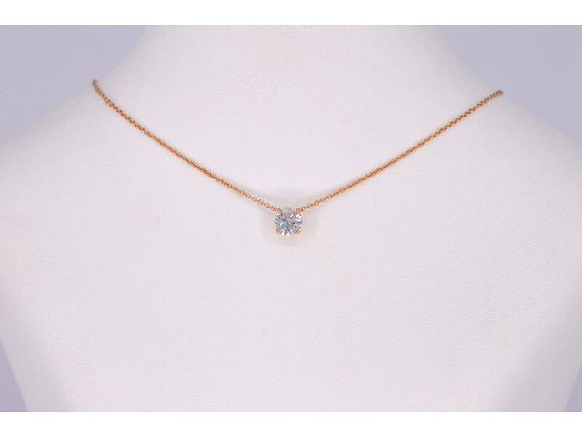 Rosegouden collier met een briljant geslepen diamant van 1.00 carat, excl. ketting - afbeelding 6 van  11