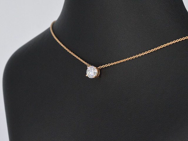 Rosegouden collier met een briljant geslepen diamant van 1.00 carat, excl. ketting - afbeelding 7 van  11