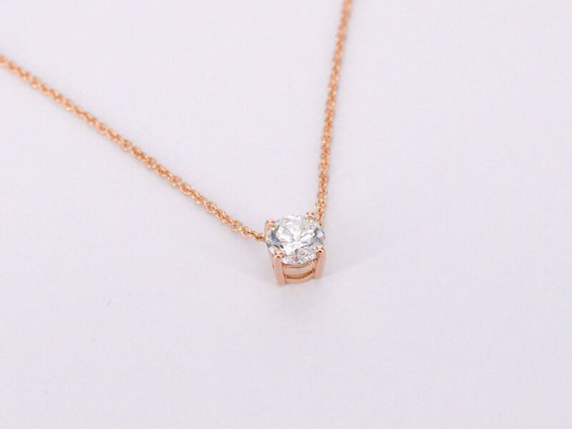 Rosegouden collier met een briljant geslepen diamant van 1.00 carat, excl. ketting - afbeelding 10 van  11