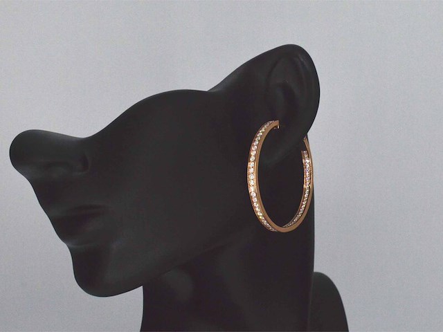 Rosegouden creolen met diamanten - afbeelding 3 van  10