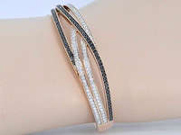 Rosegouden design armband met witte en zwarte briljanten diamanten - afbeelding 2 van  9