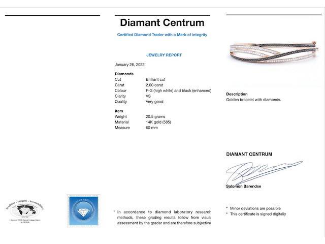 Rosegouden design armband met witte en zwarte briljanten - afbeelding 3 van  8