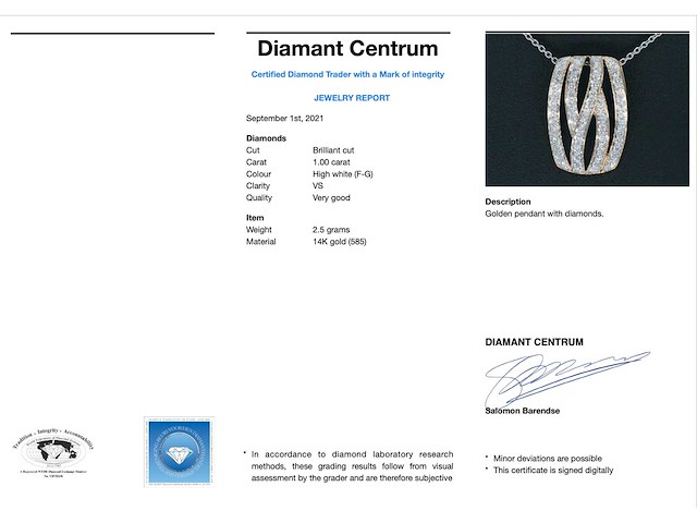 Rosegouden design hanger met briljant diamanten - afbeelding 3 van  8