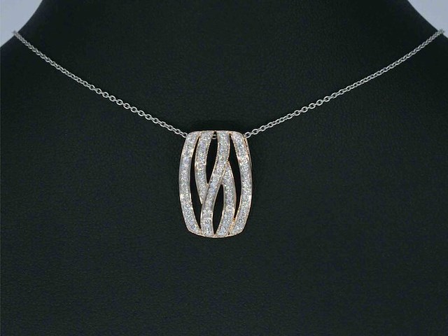 Rosegouden design hanger met briljanten diamanten, excl. ketting - afbeelding 2 van  9