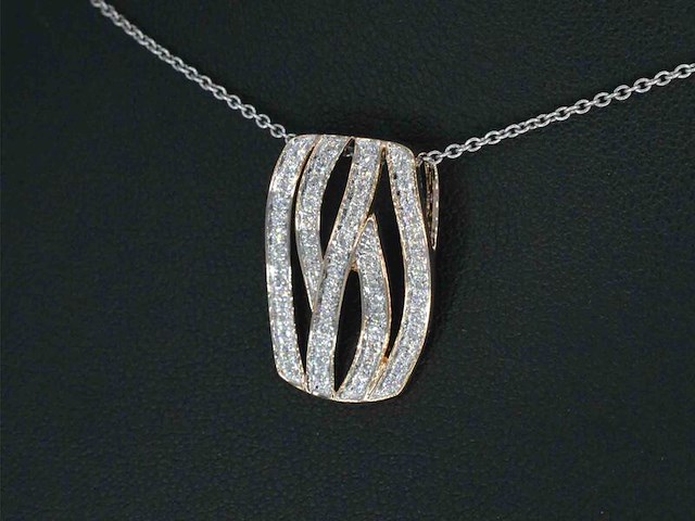 Rosegouden design hanger met briljanten diamanten, excl. ketting - afbeelding 3 van  9