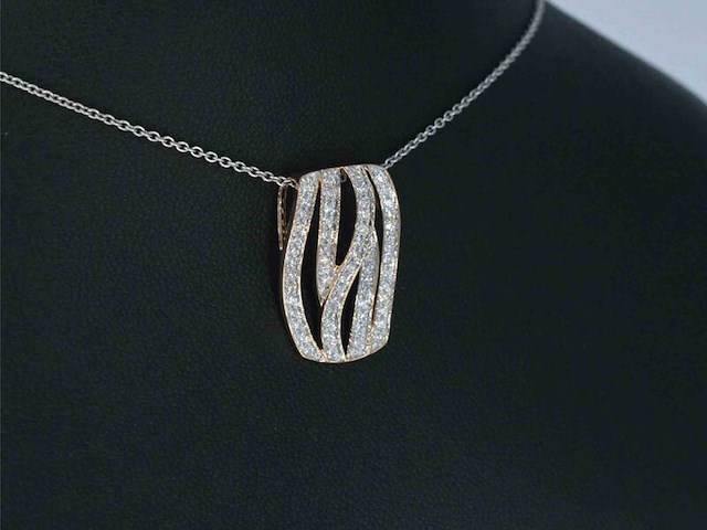 Rosegouden design hanger met briljanten diamanten, excl. ketting - afbeelding 4 van  9