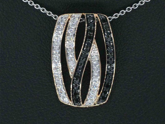 Rosegouden design hanger met witte en zwarte (enhanced) briljant geslepen diamanten - afbeelding 1 van  9