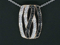 Rosegouden design hanger met witte en zwarte (enhanced) briljant geslepen diamanten - afbeelding 1 van  9