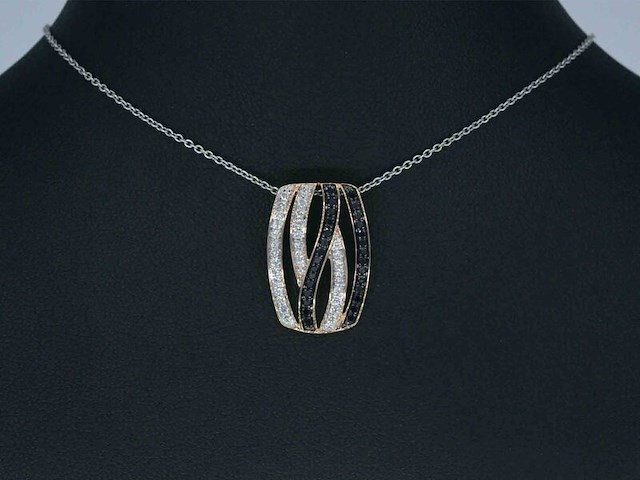 Rosegouden design hanger met witte en zwarte (enhanced) briljant geslepen diamanten - afbeelding 2 van  9