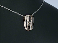 Rosegouden design hanger met witte en zwarte (enhanced) briljant geslepen diamanten - afbeelding 4 van  9