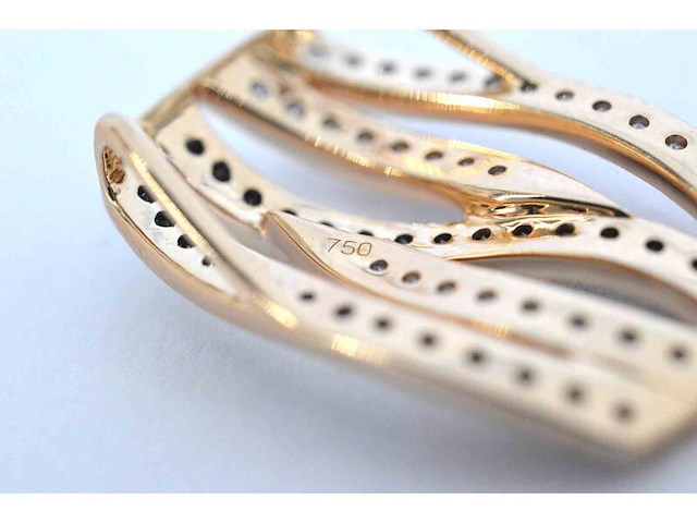 Rosegouden design hanger met witte en zwarte (enhanced) briljant geslepen diamanten - afbeelding 7 van  9