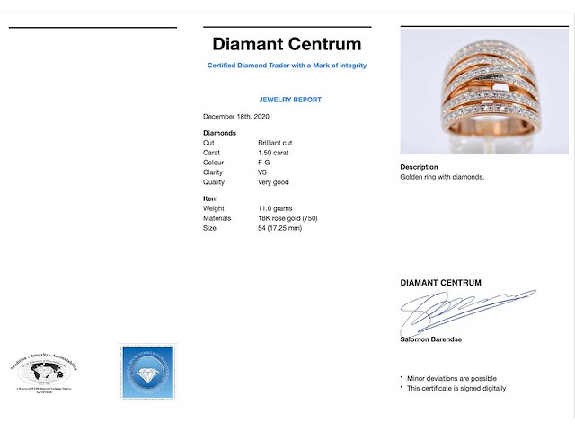 Rosegouden design ring met briljant geslepen diamanten - afbeelding 3 van  7