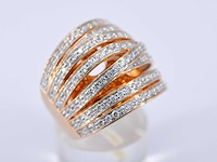 Rosegouden design ring met briljant geslepen diamanten - afbeelding 6 van  7