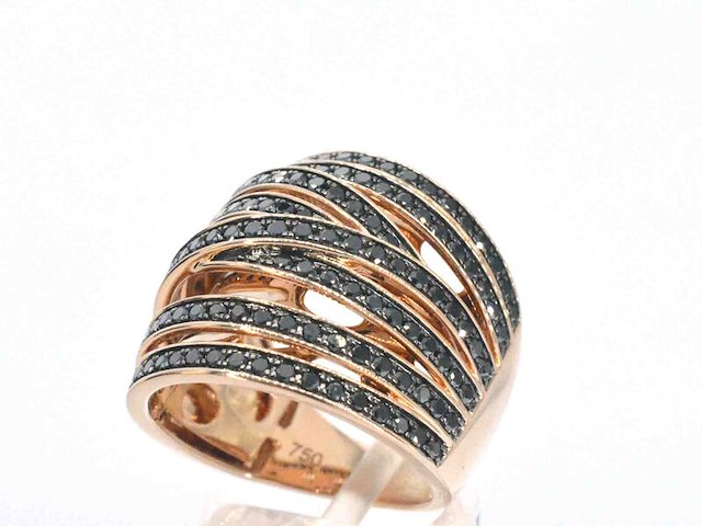 Rosegouden design ring met briljanten diamanten - afbeelding 3 van  8
