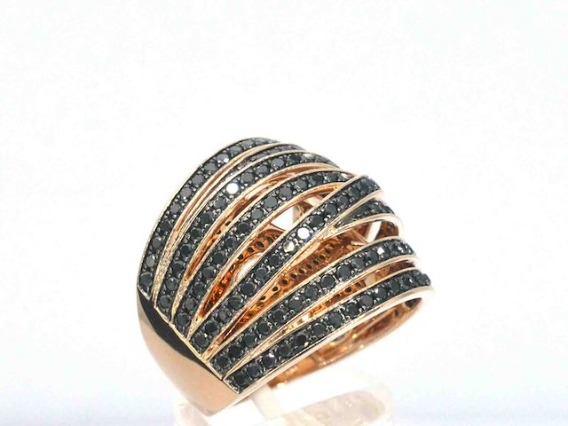 Rosegouden design ring met briljanten diamanten - afbeelding 4 van  8