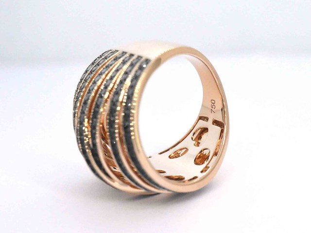 Rosegouden design ring met briljanten diamanten - afbeelding 6 van  8