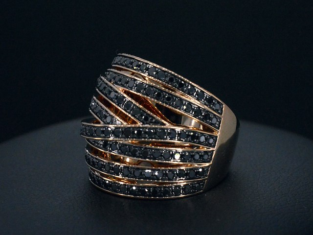 Rosegouden design ring met briljanten diamanten - afbeelding 1 van  4
