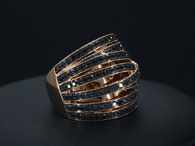 Rosegouden design ring met briljanten diamanten - afbeelding 2 van  4