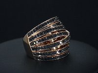 Rosegouden design ring met briljanten diamanten - afbeelding 2 van  4