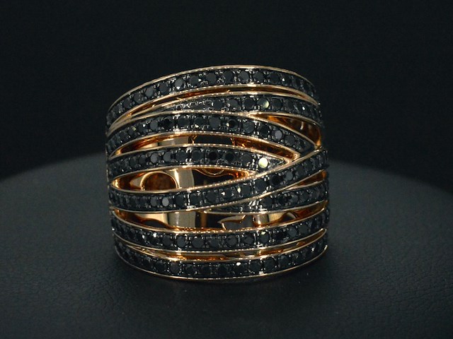 Rosegouden design ring met briljanten diamanten - afbeelding 4 van  4