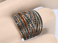 Rosegouden design ring met briljanten diamanten - afbeelding 2 van  8