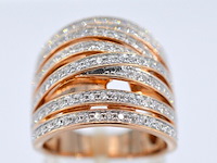 Rosegouden design ring met briljanten diamanten - afbeelding 1 van  8