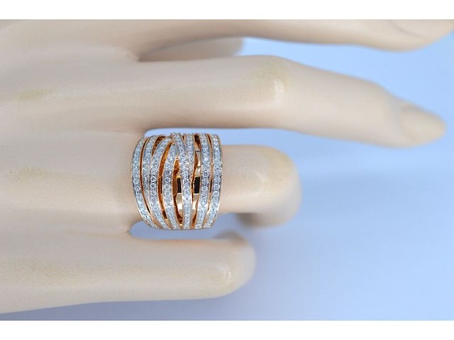 Rosegouden design ring met briljanten diamanten - afbeelding 2 van  8
