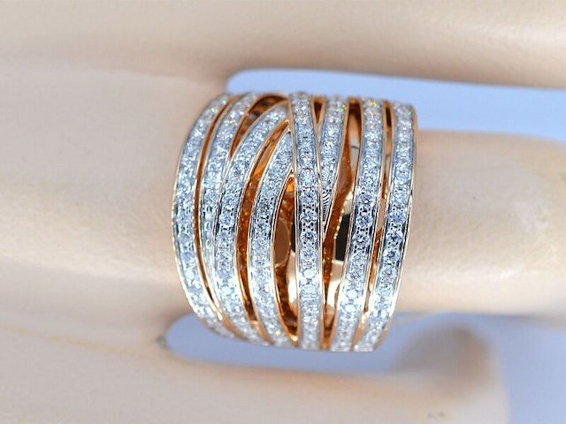 Rosegouden design ring met briljanten diamanten - afbeelding 3 van  8