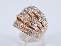 Rosegouden design ring met briljanten diamanten - afbeelding 4 van  8