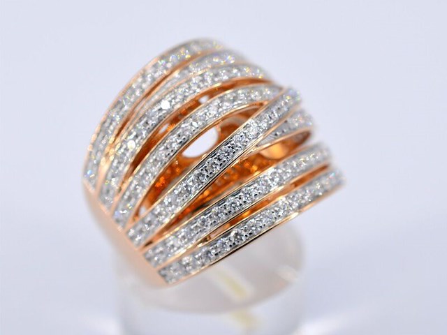 Rosegouden design ring met briljanten diamanten - afbeelding 5 van  8