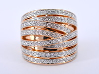 Rosegouden design ring met briljanten diamanten - afbeelding 6 van  8