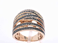 Rosegouden design ring met briljanten diamanten - afbeelding 1 van  6