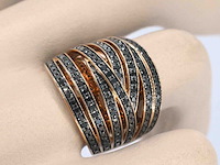 Rosegouden design ring met briljanten diamanten - afbeelding 2 van  6