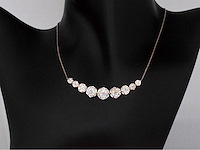 Rosegouden halsketting met hoge kwaliteit diamanten - afbeelding 1 van  8