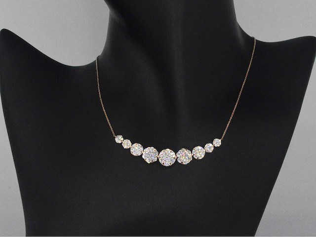Rosegouden halsketting met hoge kwaliteit diamanten - afbeelding 2 van  8