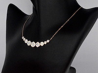 Rosegouden halsketting met hoge kwaliteit diamanten - afbeelding 5 van  8