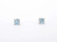 Roségouden oorbellen blauwe diamant