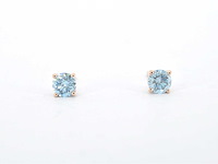 Rosegouden oorbellen diamant blauw - afbeelding 1 van  7