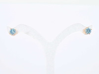 Rosegouden oorbellen diamant blauw - afbeelding 2 van  7