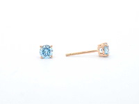 Rosegouden oorbellen diamant blauw - afbeelding 4 van  7