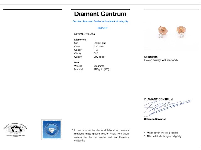 Rosegouden oorbellen met diamant - afbeelding 5 van  11