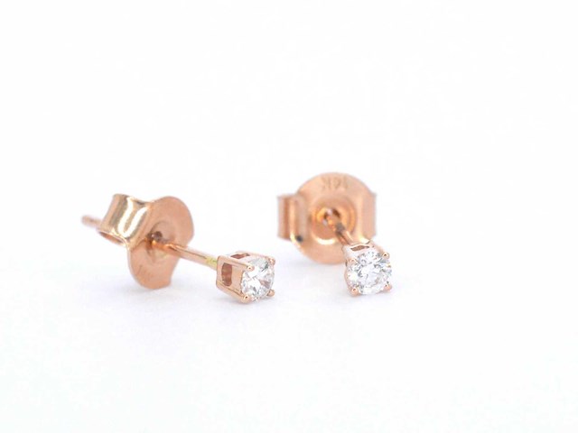 Rosegouden oorbellen met diamant - afbeelding 1 van  11