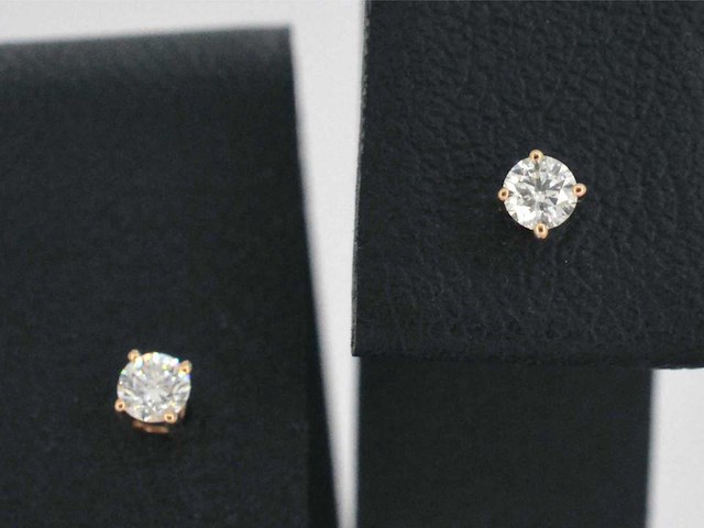 Rosegouden oorbellen met diamant - afbeelding 6 van  11