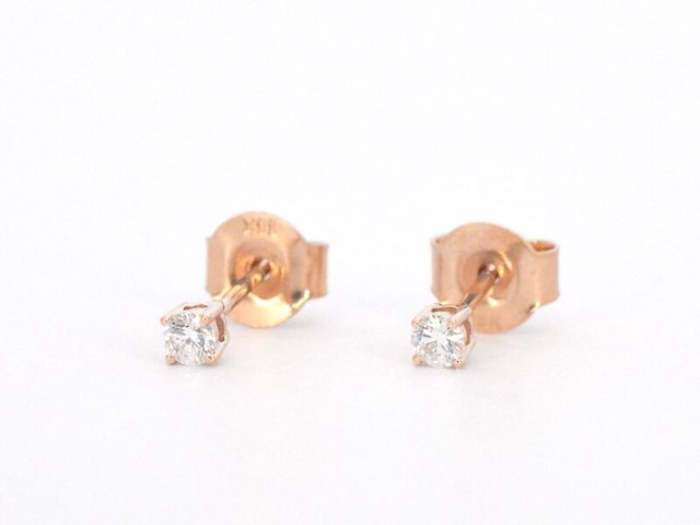 Rosegouden oorbellen met diamant - afbeelding 10 van  11