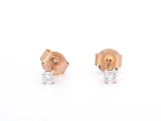 Rosegouden oorbellen met diamant - afbeelding 6 van  10